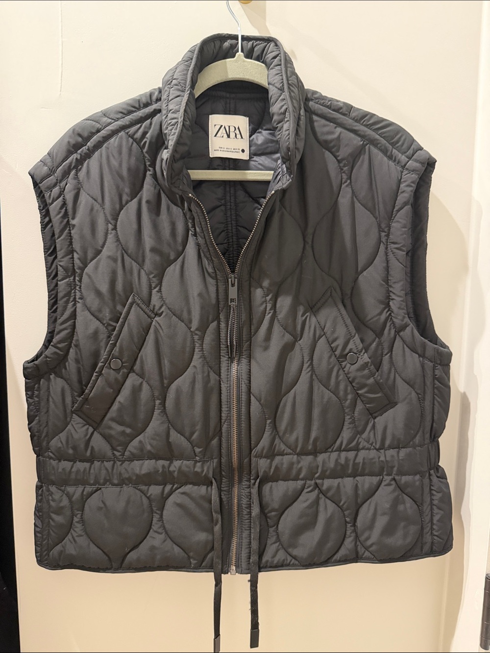 Zara Quilted Sleeveless Black Vest